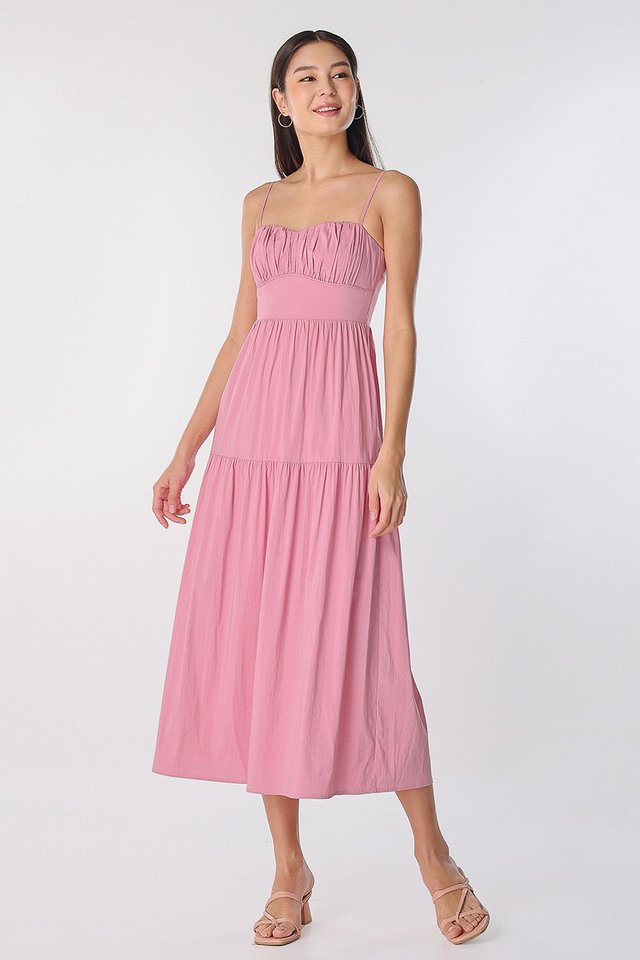 LORINA RUCHED MAXI DRESS (ROSE PINK)