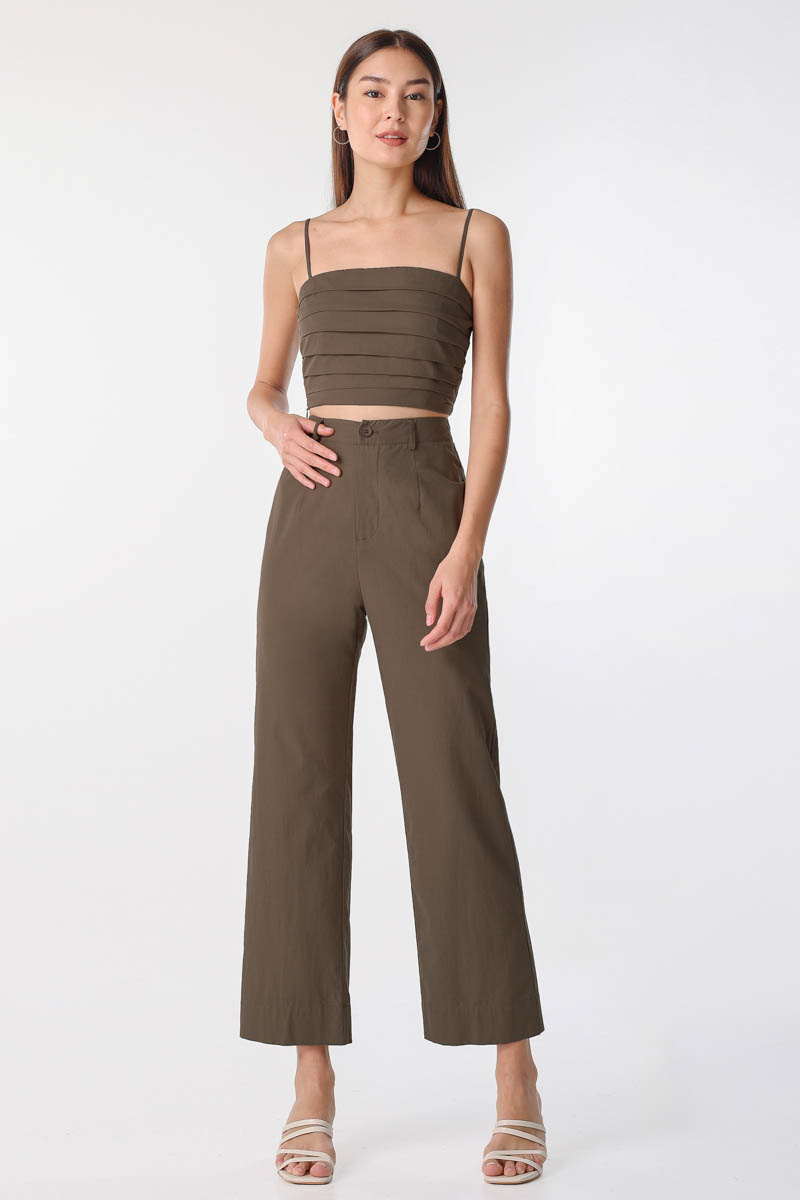 SABRINA RUCHED CAMI TOP (TAWNY BROWN) | Lovet