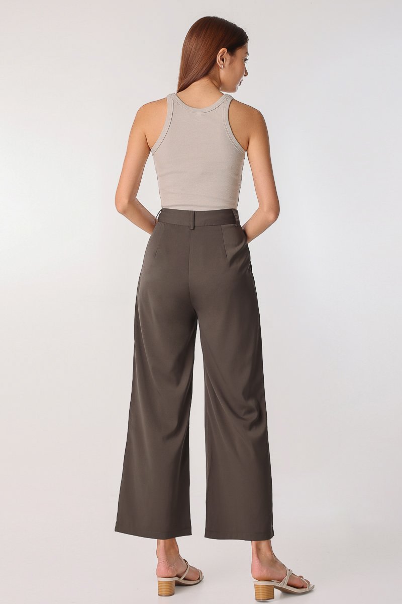 RORY DOUBLE PLEATED PANTS (COFFEE BROWN) | Lovet