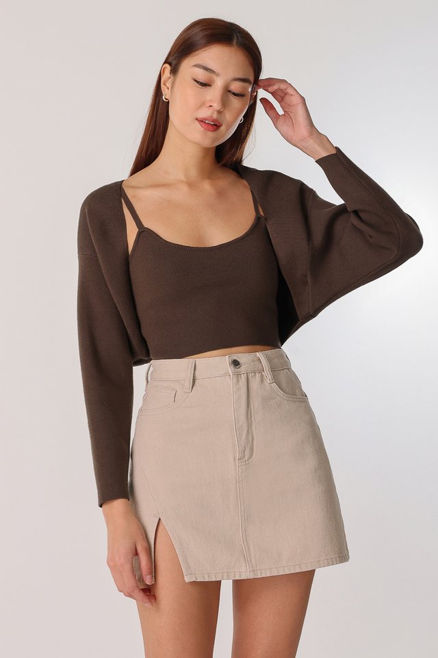 MYLA KNIT CAMI TOP (UMBER BROWN)