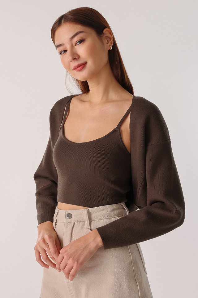 MYLA KNIT CAMI TOP (UMBER BROWN)