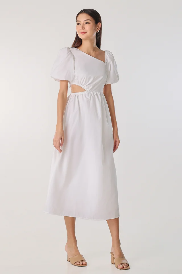 AMELIE ASYMMETRICAL CUT-OUT MAXI (WHITE)