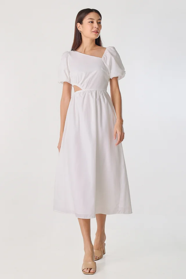 AMELIE ASYMMETRICAL CUT-OUT MAXI (WHITE)