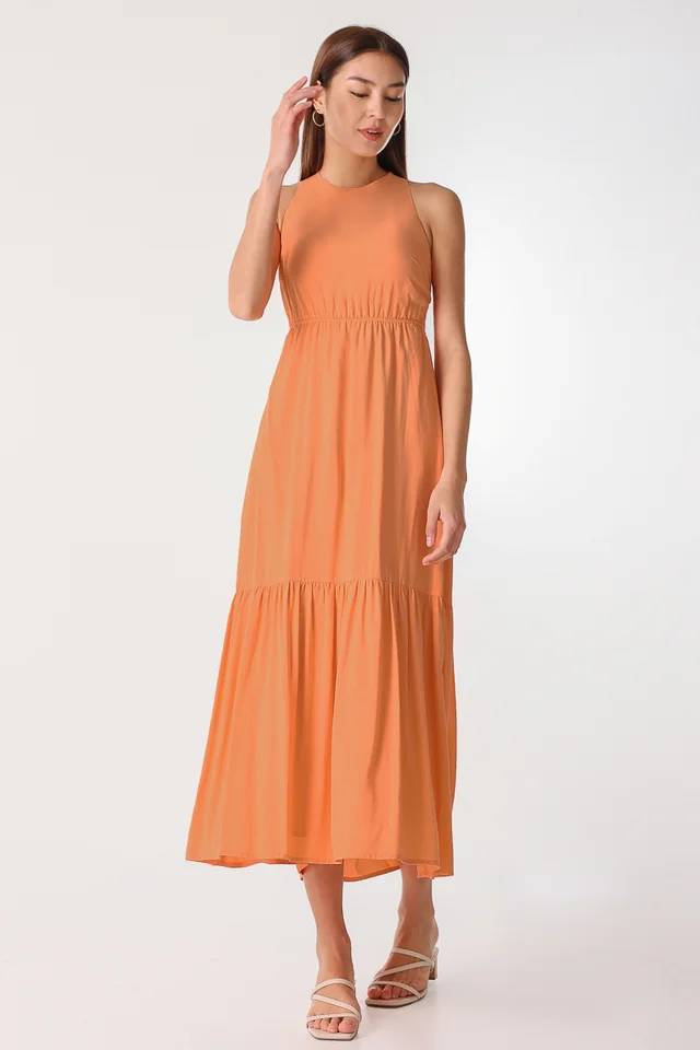 BIANCA CROSS-BACK PADDED MAXI (TANGERINE)