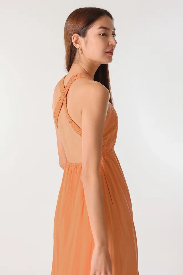 BIANCA CROSS-BACK PADDED MAXI (TANGERINE)