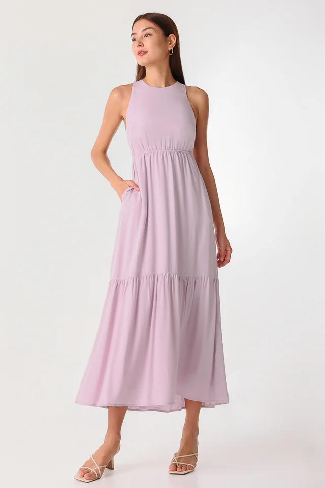 BIANCA CROSS-BACK PADDED MAXI (LILAC)