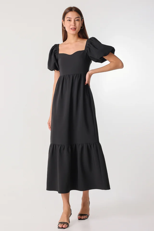 ELIORA BUBBLE SLEEVE MAXI (BLACK)