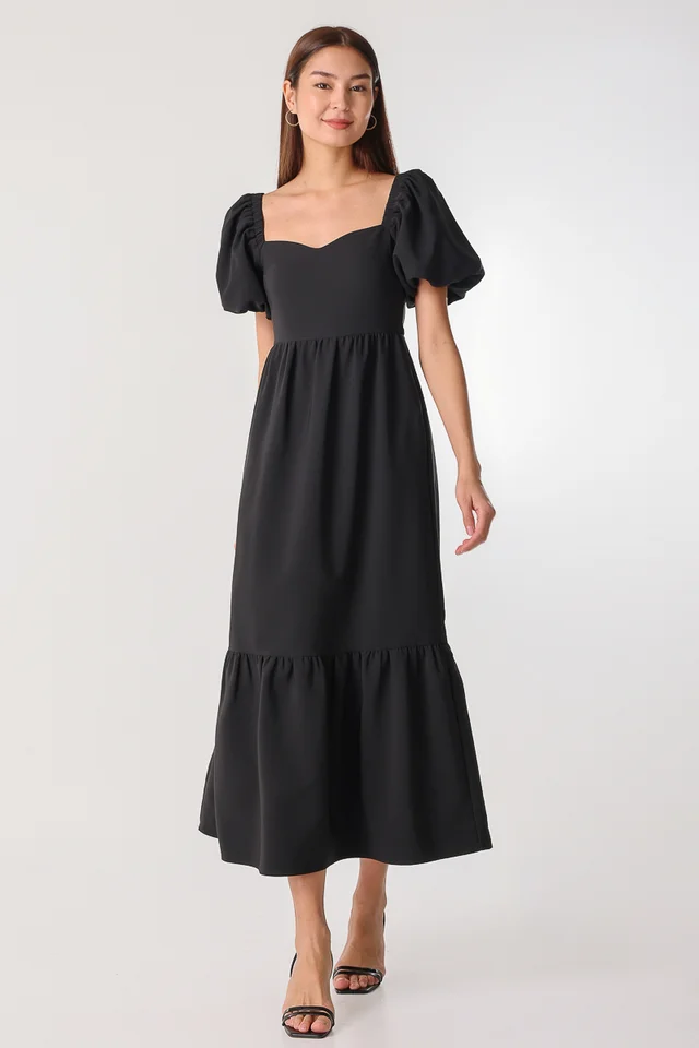 ELIORA BUBBLE SLEEVE MAXI (BLACK)