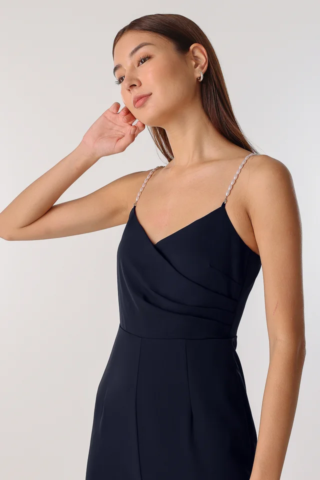 IRINI PEARL WRAP JUMPSUIT (MIDNIGHT BLUE)