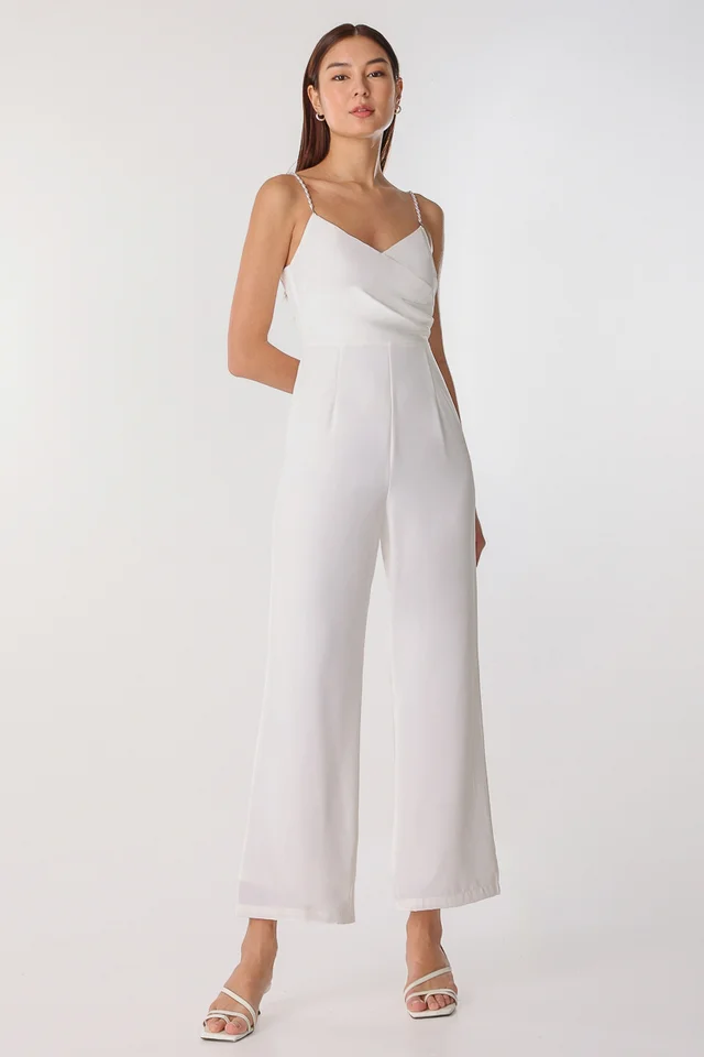 IRINI PEARL WRAP JUMPSUIT (WHITE)