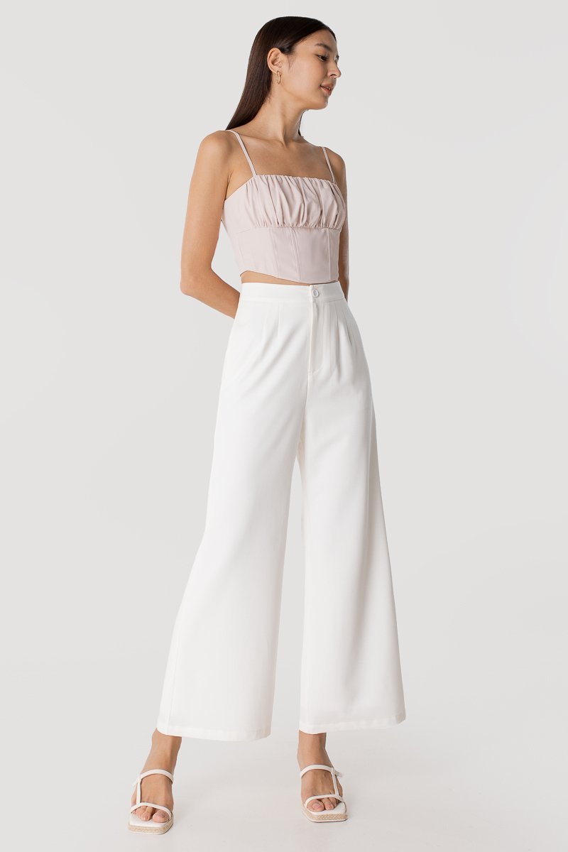 White Wide Leg Cropped Pants Top Sellers