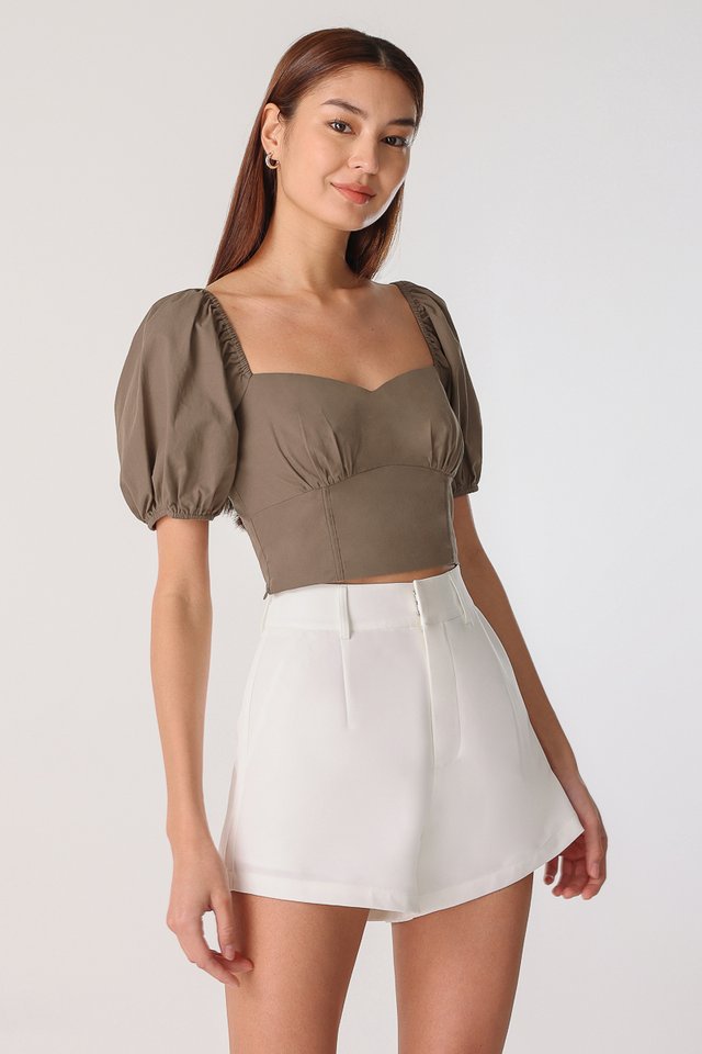 CIARA COTTON SWEETHEART TOP (OAK BROWN)