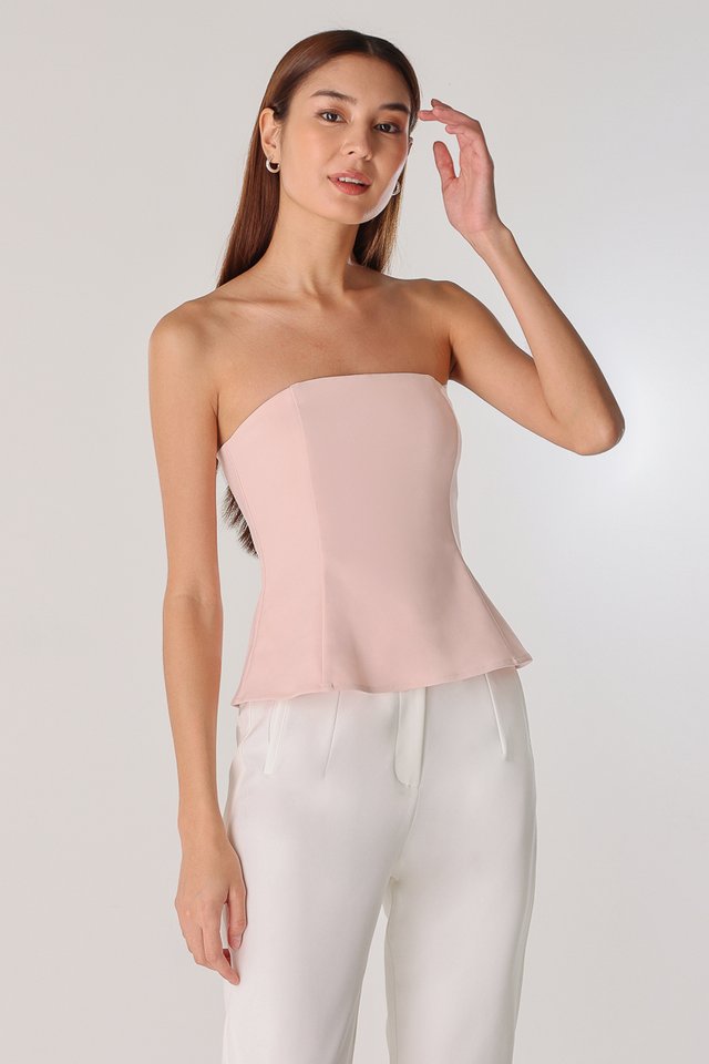 LARISE 2-WAY PADDED TAILORED TOP (CREPE PINK)