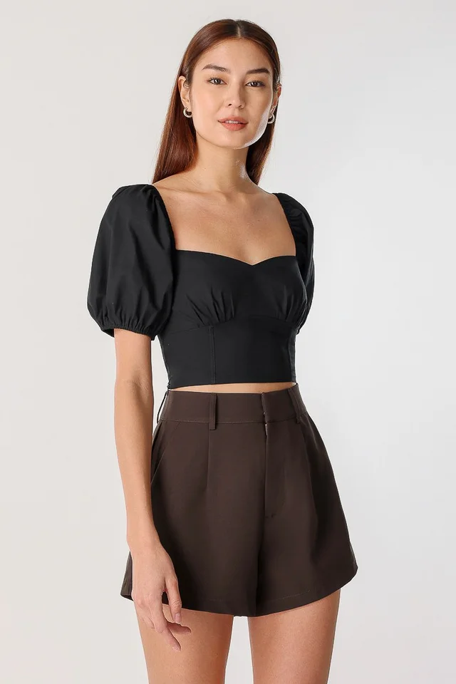 CIARA COTTON SWEETHEART TOP (BLACK)