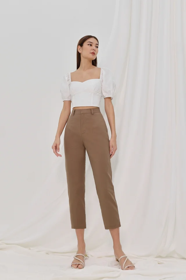 AVANI COTTON CIGARETTE PANTS (COFFEE)