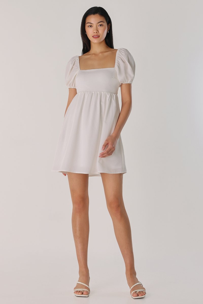 Puff Babydoll Dress - White