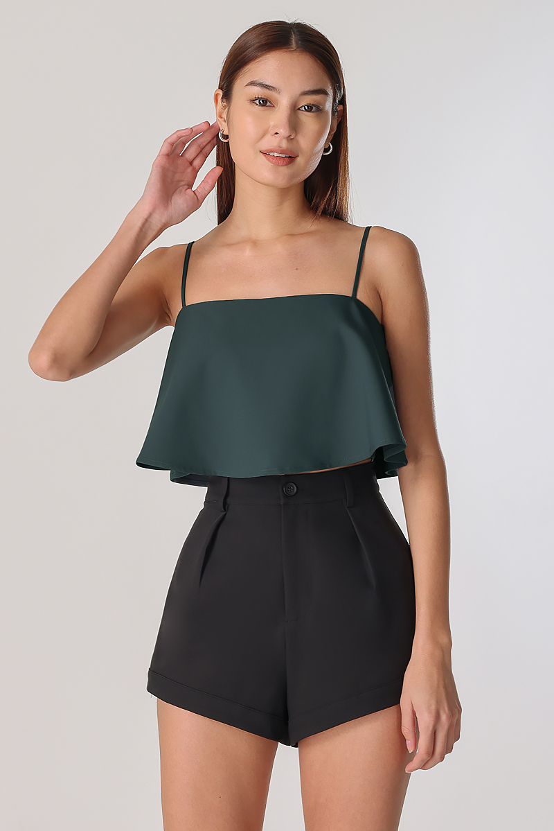 KELS FLARE CAMI CROP TOP (DOME GREEN)