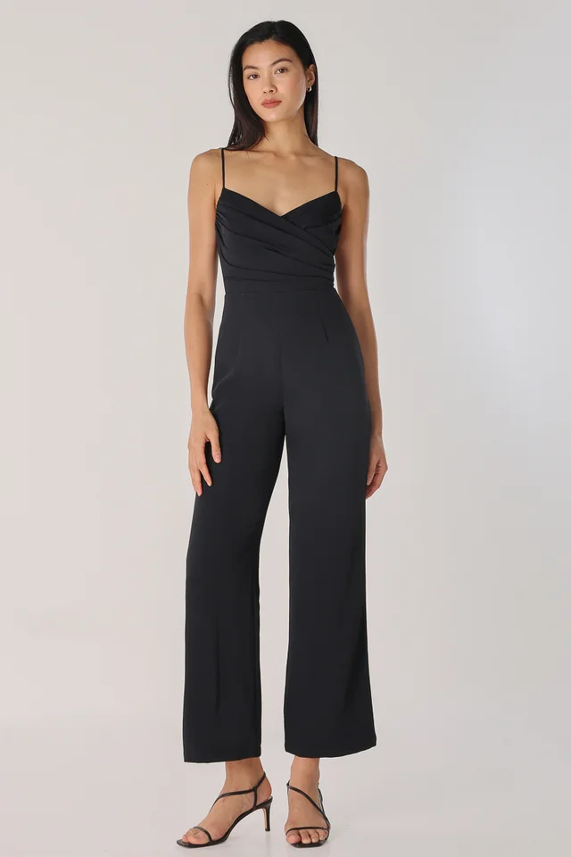 XENIA RUCHED CROSS-BACK JUMPSUIT (BLACK)