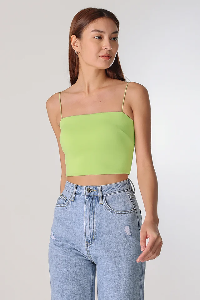 AELLA PADDED CAMI TOP - CROPPED (LIME GREEN)