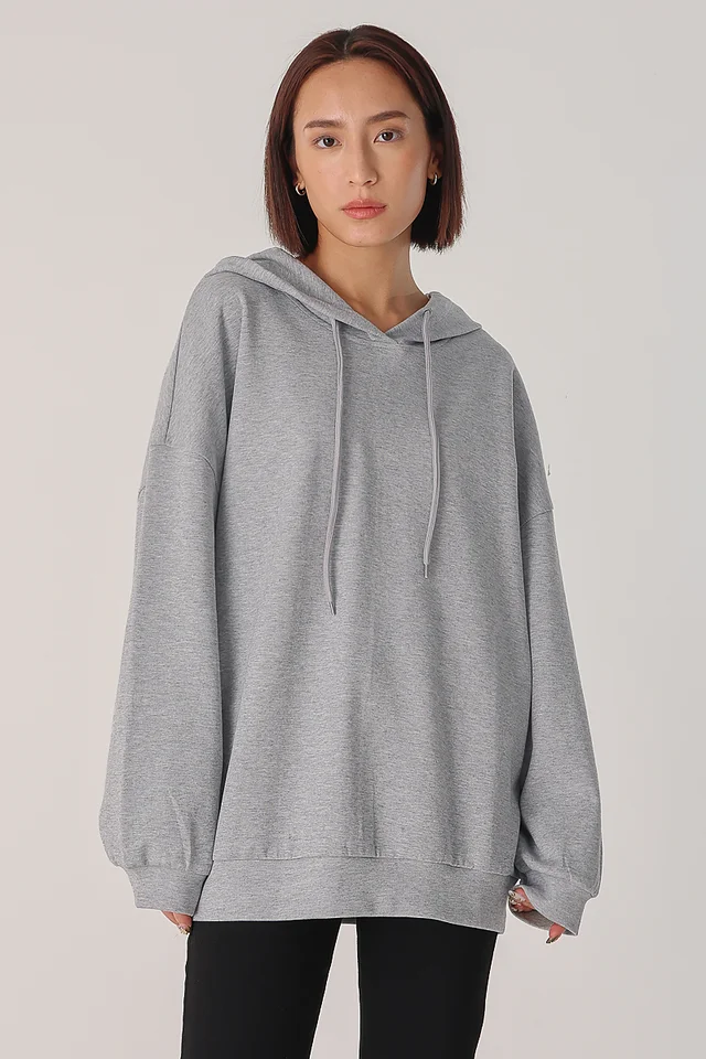 JODIE OVERSIZED PULLOVER HOODIE (HEATHER GREY)