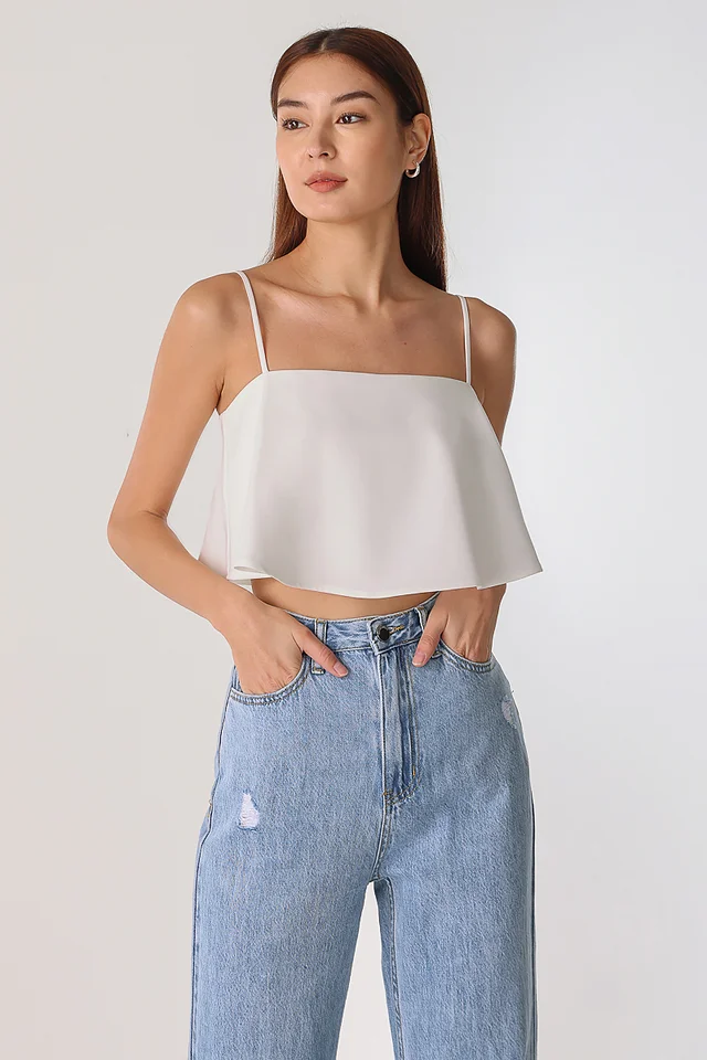 KELS FLARE CAMI CROP TOP (WHITE)