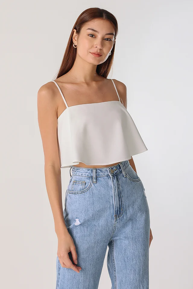KELS FLARE CAMI CROP TOP (WHITE)