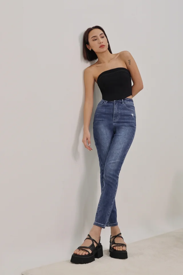 SPICE GIRL RIPPED SKINNY JEANS (DARK WASHED)