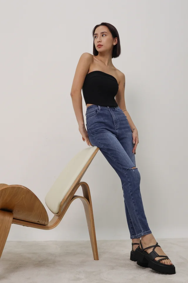 SPICE GIRL RIPPED SKINNY JEANS (DARK WASHED)