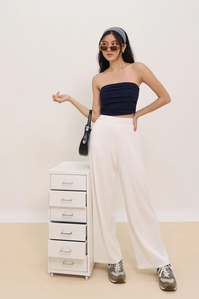 TAYLOR PLEATED LOUNGE PANTS (WHITE)
