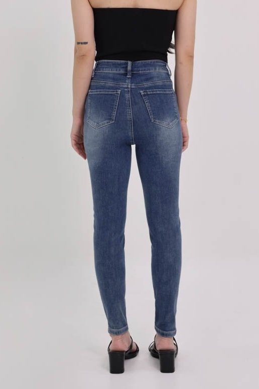 SPICE GIRL RIPPED SKINNY JEANS - PETITE (DARK WASHED) 