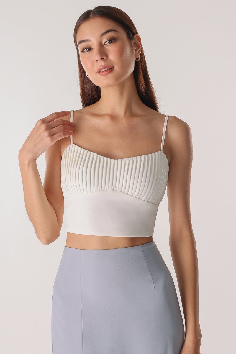 JOANNE PLEATED CAMI TOP (WHITE)