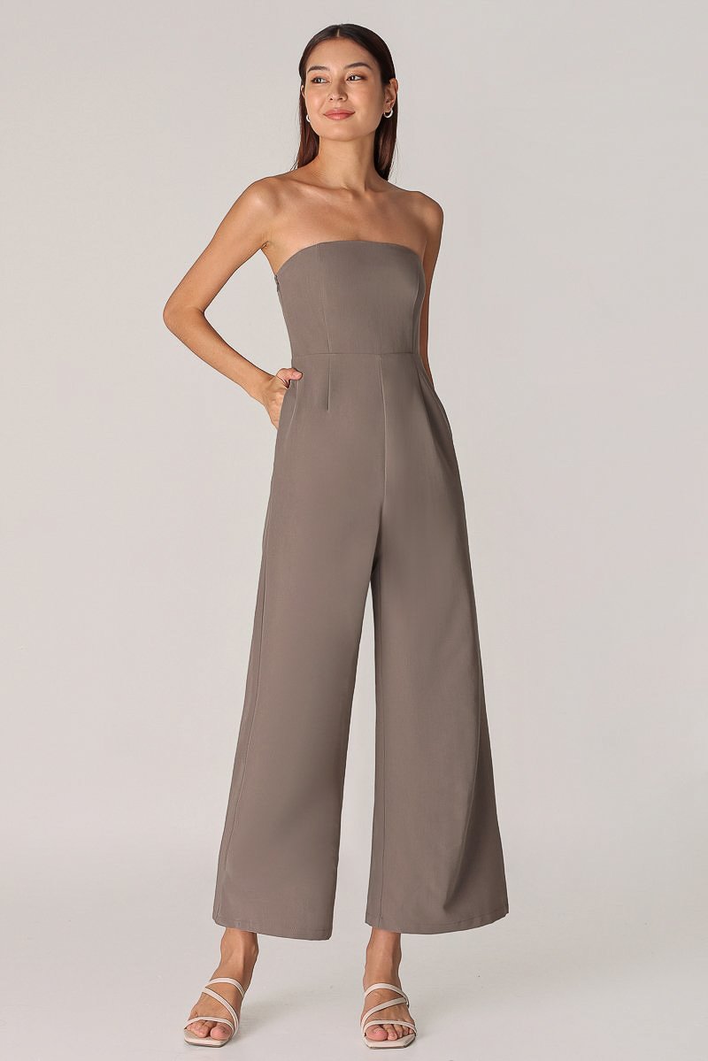 JULES PADDED 2-WAY TUBE JUMPSUIT (TAUPE BROWN)