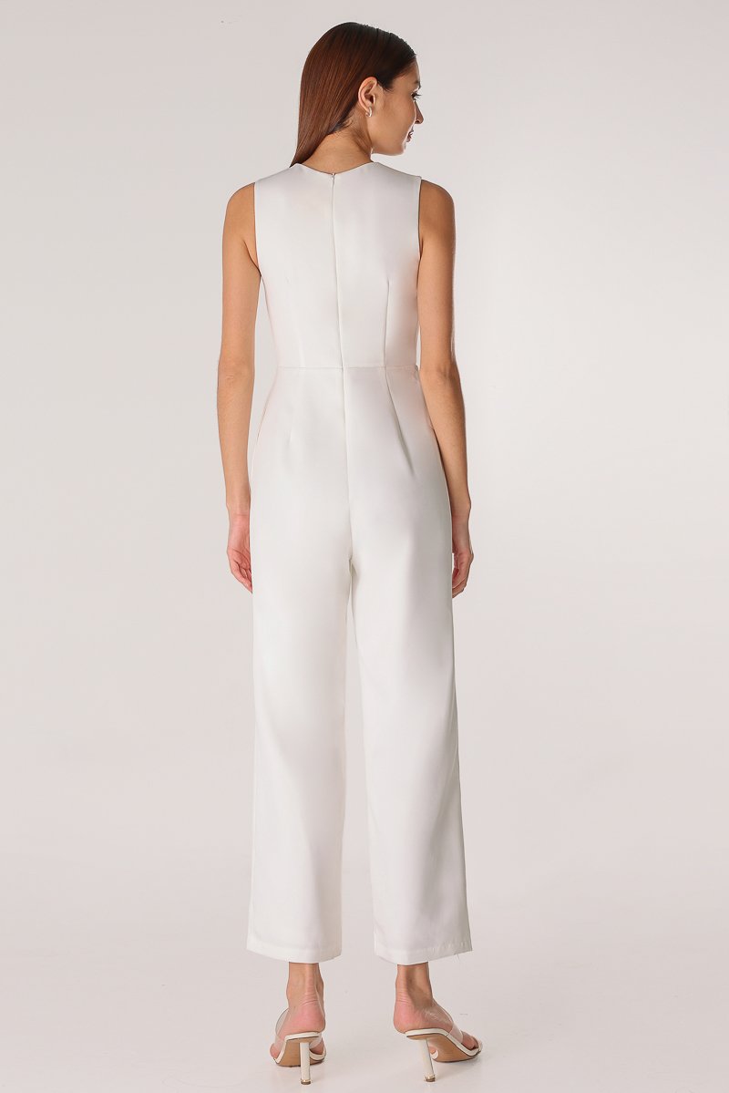 TANIA PADDED CUT-IN JUMPSUIT (WHITE) | Lovet