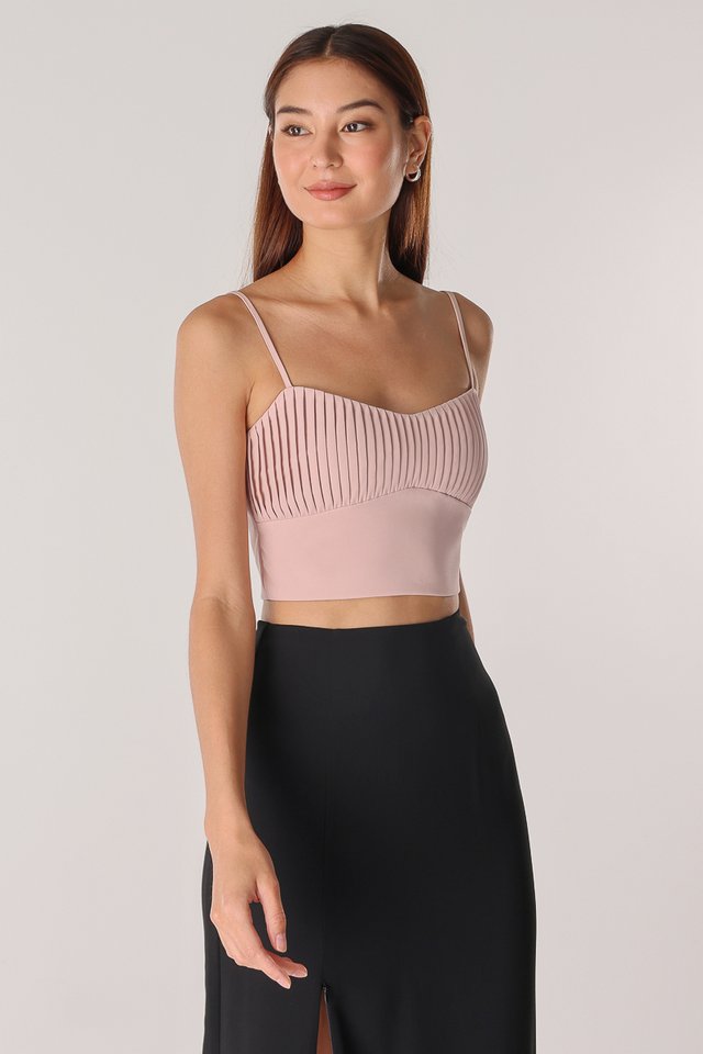 JOANNE PLEATED CAMI TOP (POWDER PINK)
