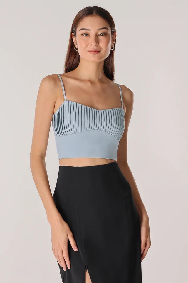 JOANNE PLEATED CAMI TOP (FOAM BLUE)