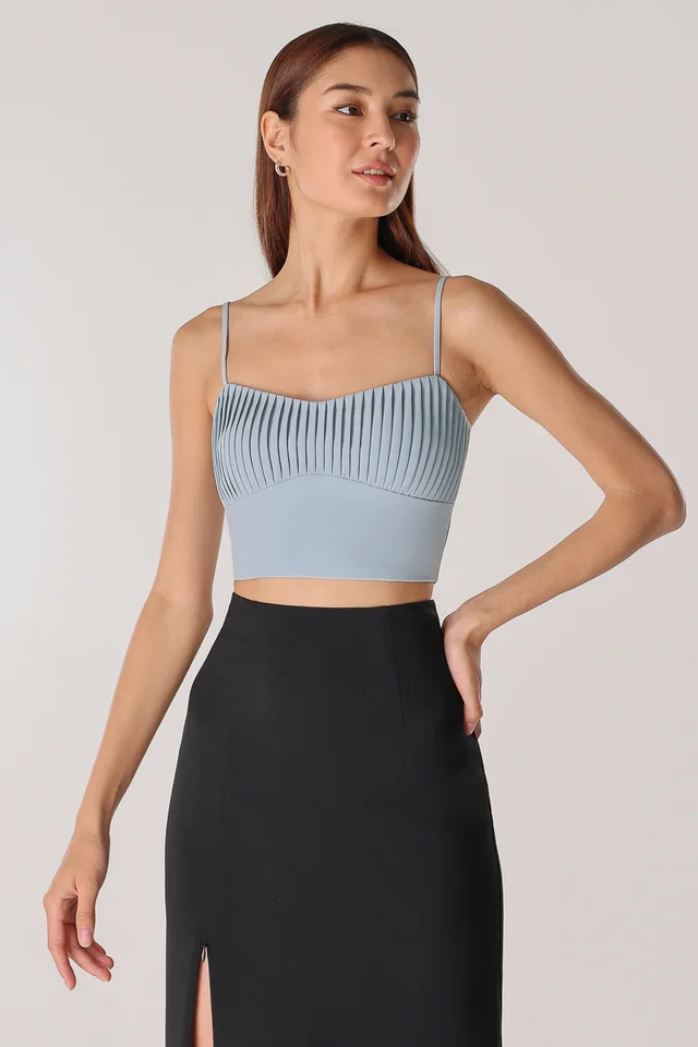 JOANNE PLEATED CAMI TOP (FOAM BLUE)