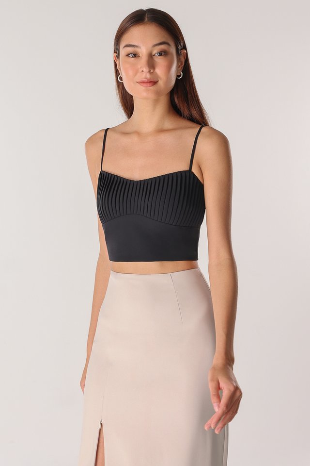 JOANNE PLEATED CAMI TOP (BLACK)