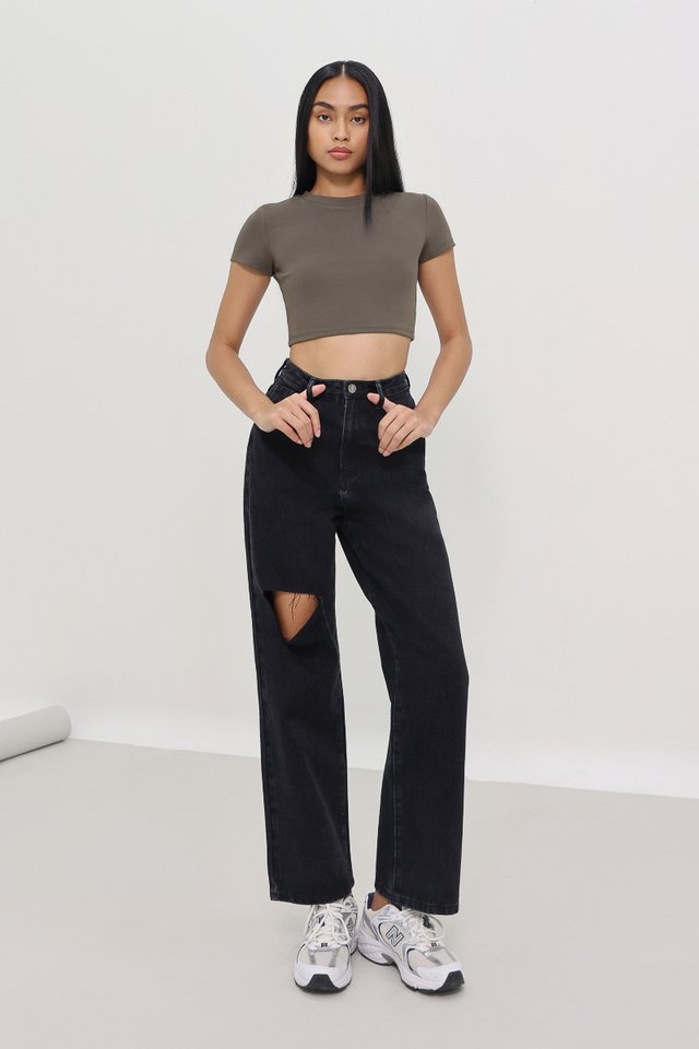 NOT YOUR AVERAGE CUT-OUT JEANS (BLACK)