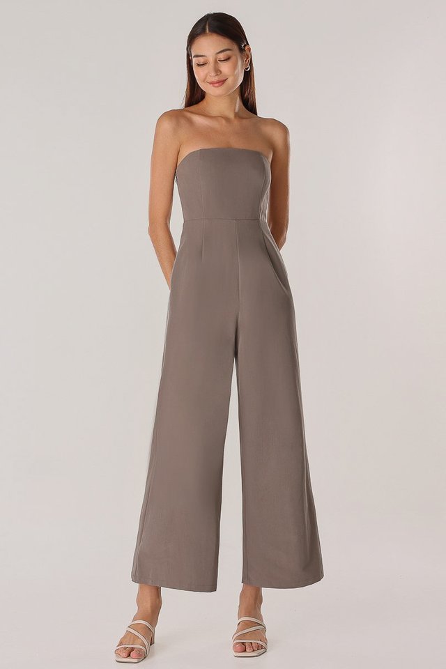 JULES PADDED 2-WAY TUBE JUMPSUIT (TAUPE BROWN)