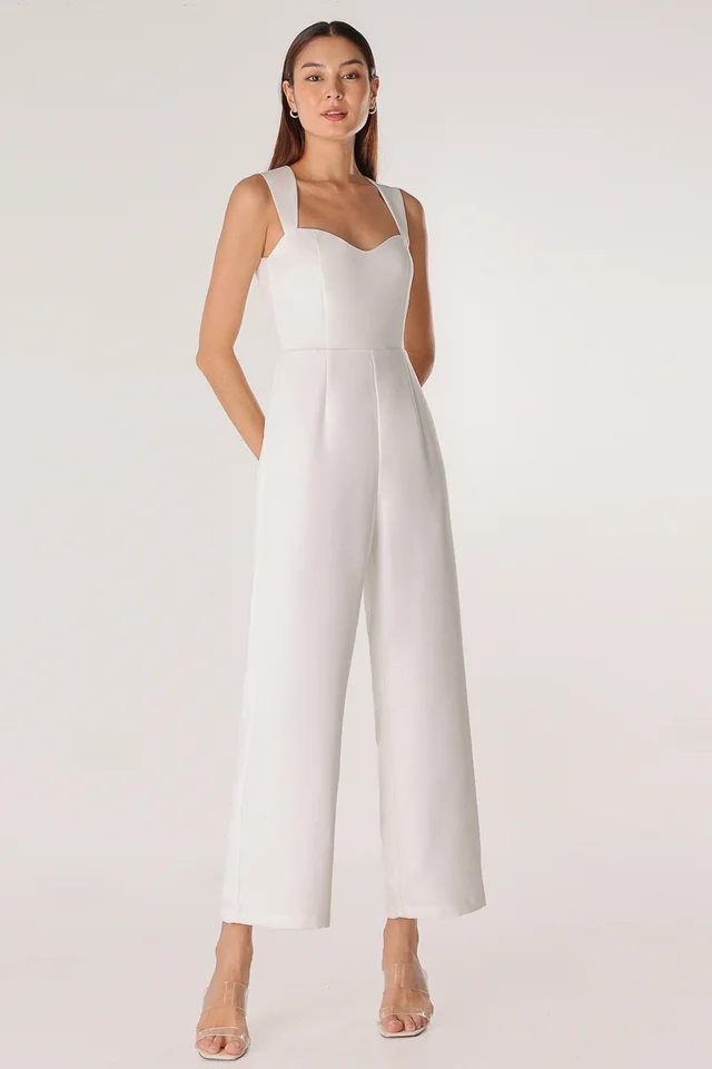 TANIA PADDED CUT-IN JUMPSUIT (WHITE)