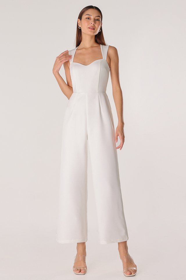 TANIA PADDED CUT-IN JUMPSUIT (WHITE)