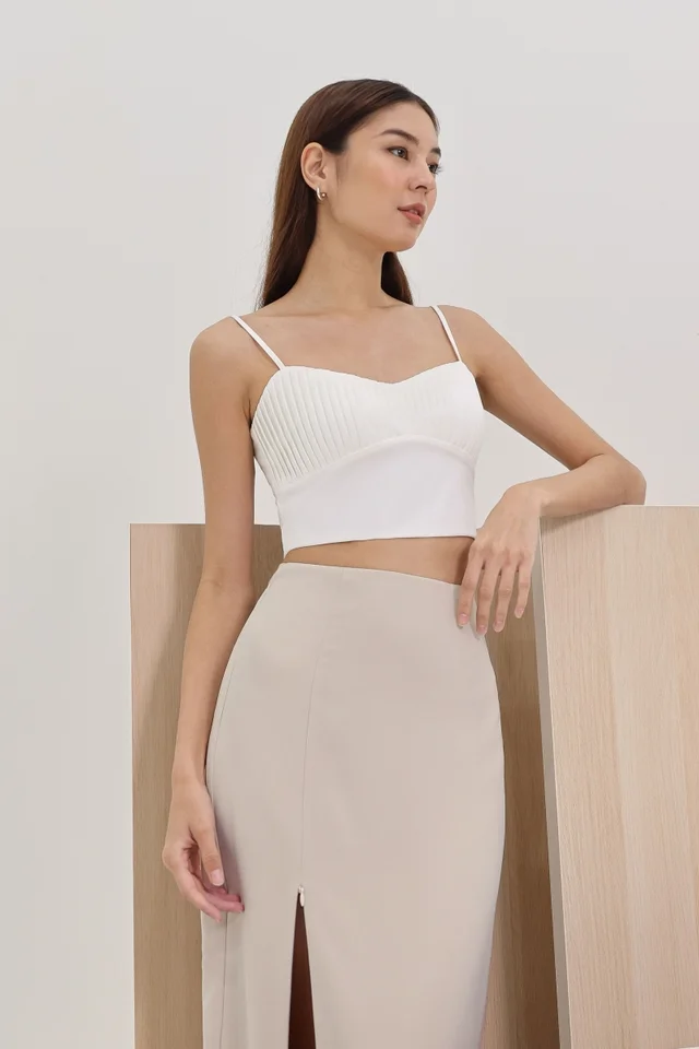 JOANNE PLEATED CAMI TOP (WHITE)