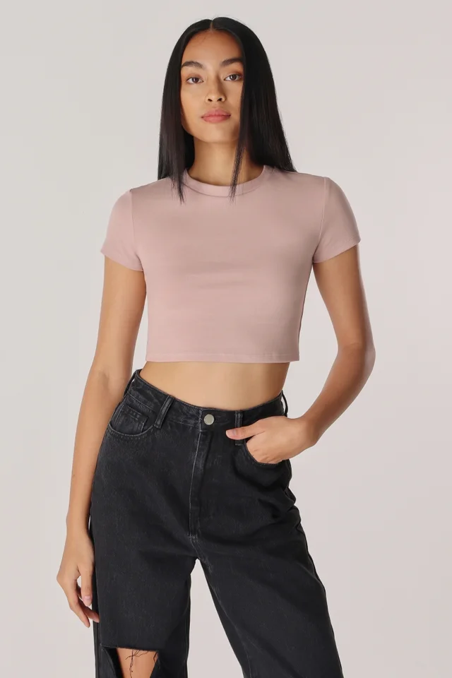 BBT BASIC CREW NECK - CROPPED (BLUSH TAUPE)