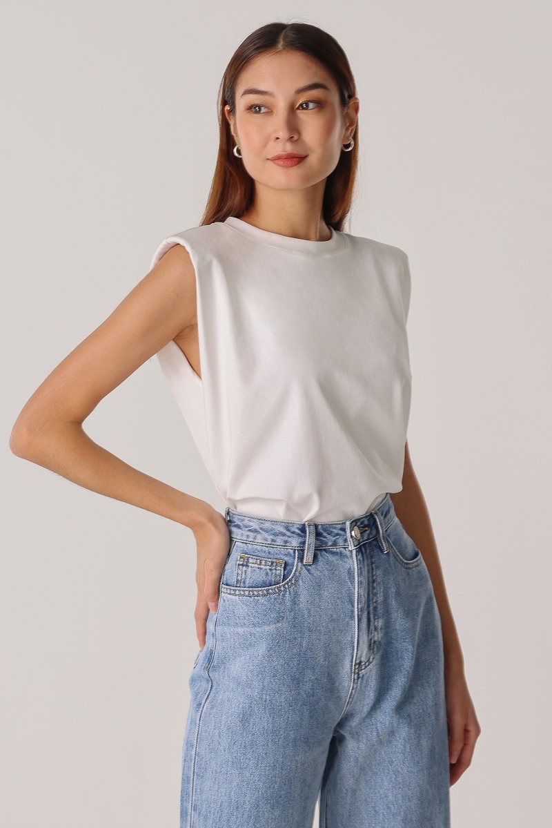 Padded Shoulder Cropped Tee