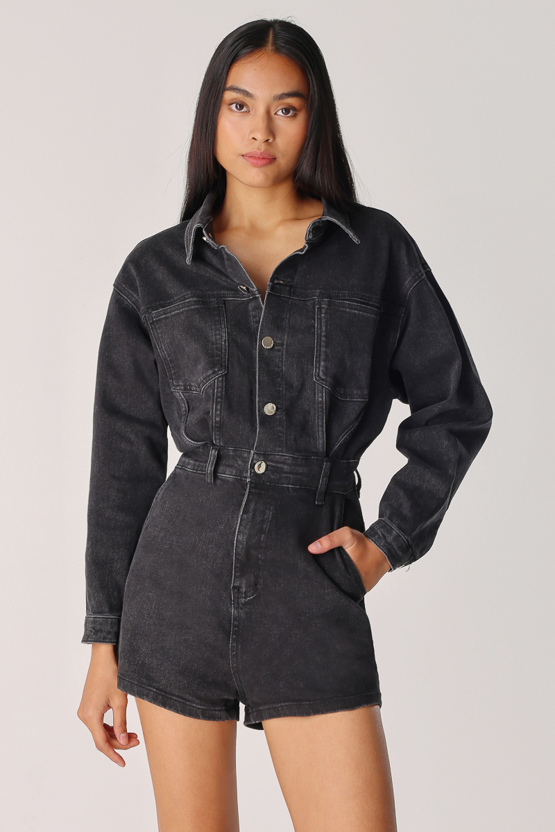 Denim shirt outlet romper