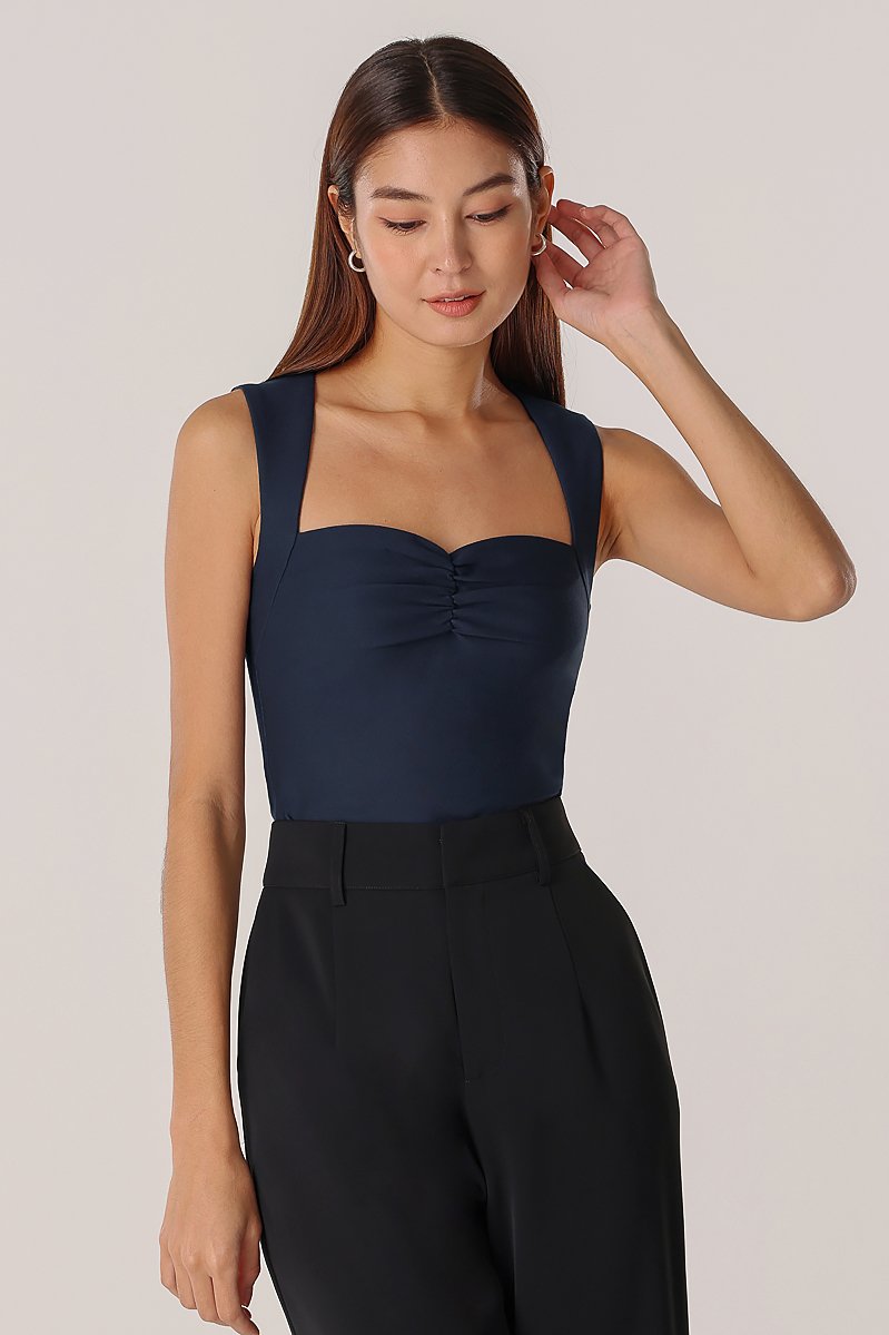 RUTH PADDED SWEETHEART CUT-IN TOP (OXFORD NAVY) | Lovet