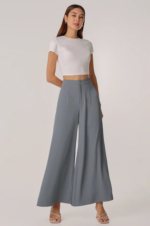 JONES TAILORED BASIC FLARE PANTS (SLATE BLUE)