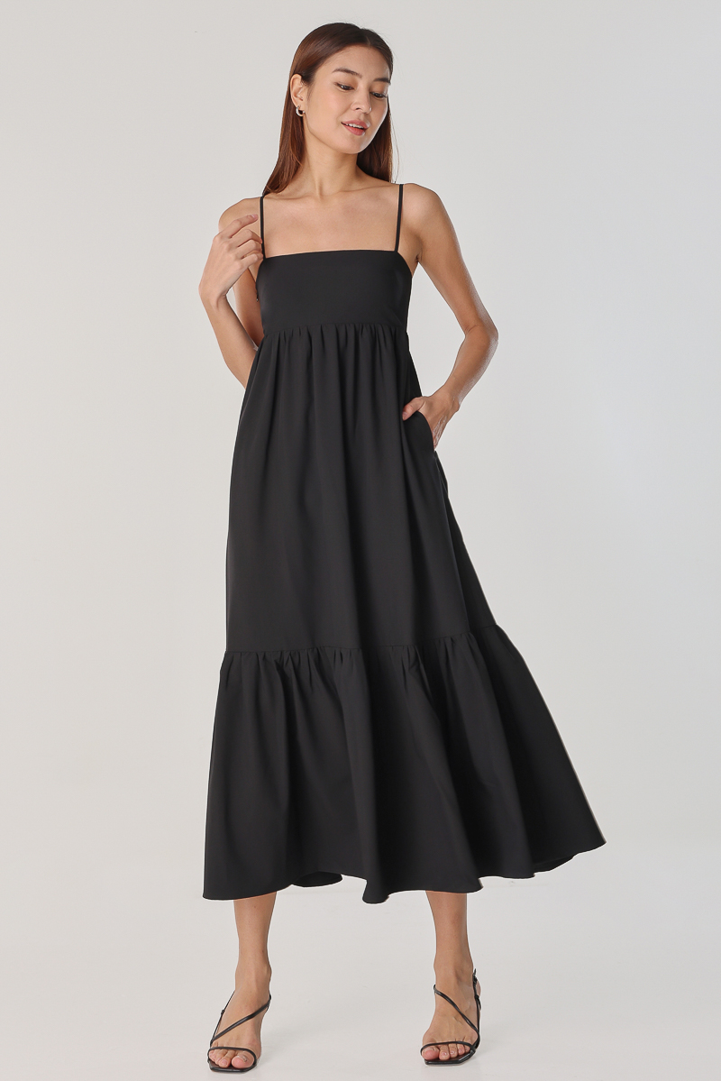 Cami Maxi Dress w/ Pockets - Black – Vibrantwaveboutique