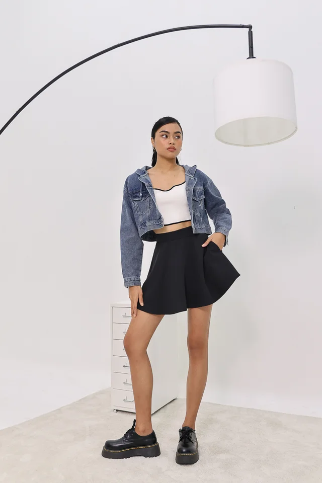 NADIA BASIC FLARE SKORTS (BLACK)
