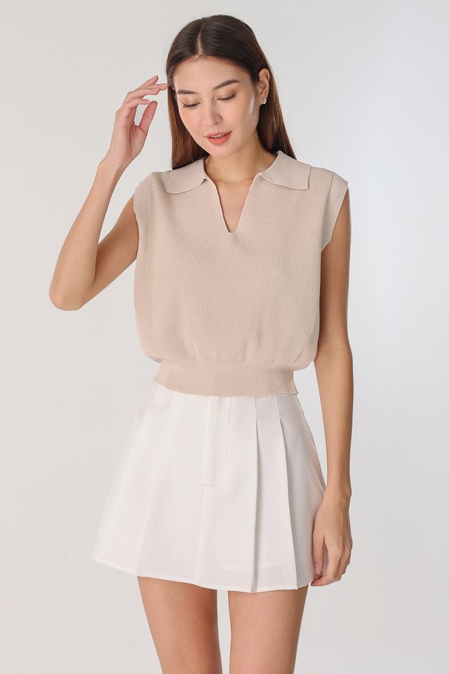 SANDY COLLARED KNIT TOP (OAT)